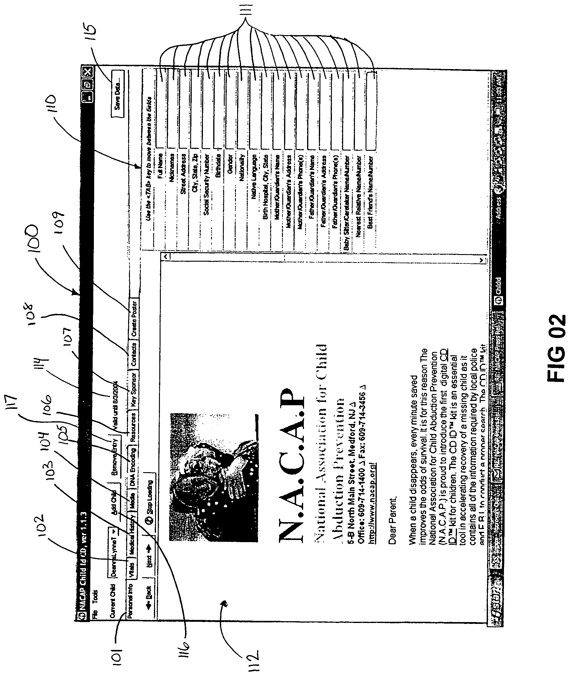 System, method of portable USB key interfaced to computer system for facilitating the recovery and/or identification of a missing person having person's unique identification, biological information