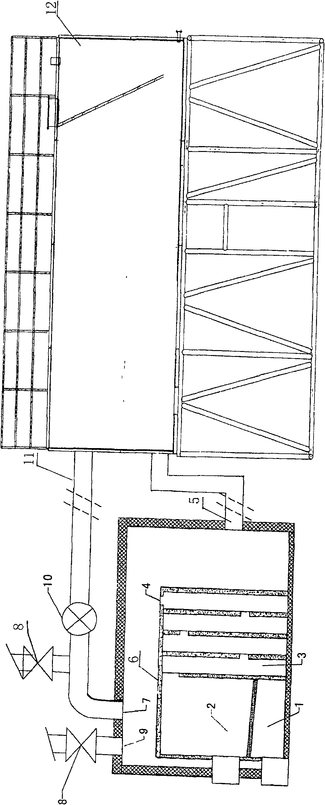 Heated air circulation heating device of oil storage vessel