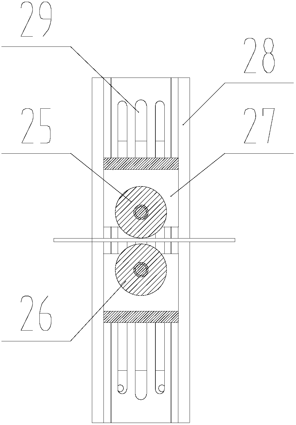 A device for detecting the thickness of a coiled steel strip during use