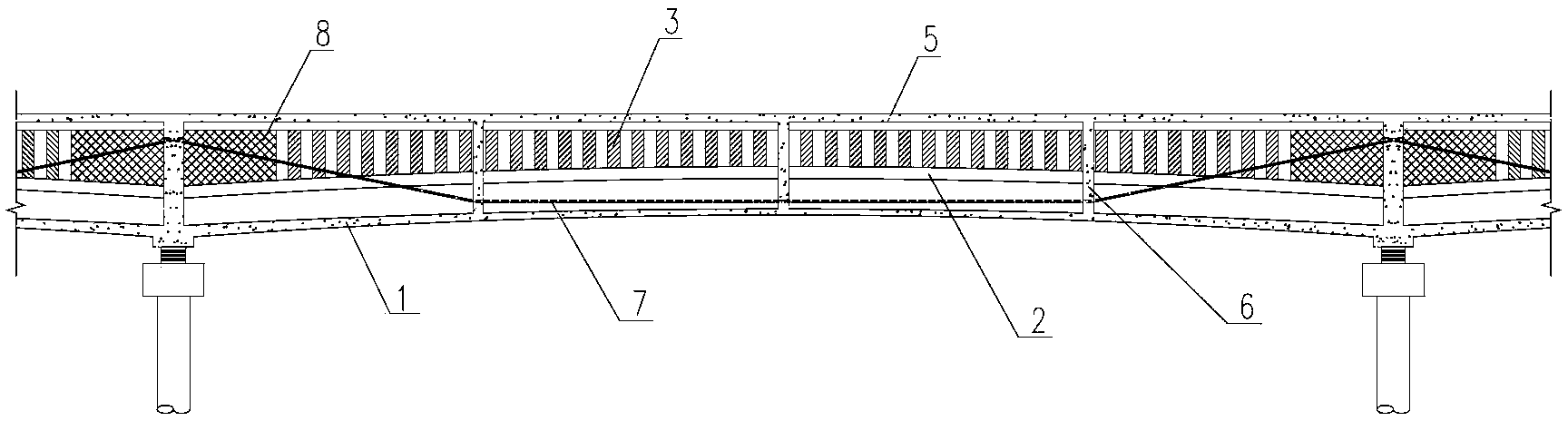 Prefabricated continuous box girder bridge with saddle shell bottom and its construction method
