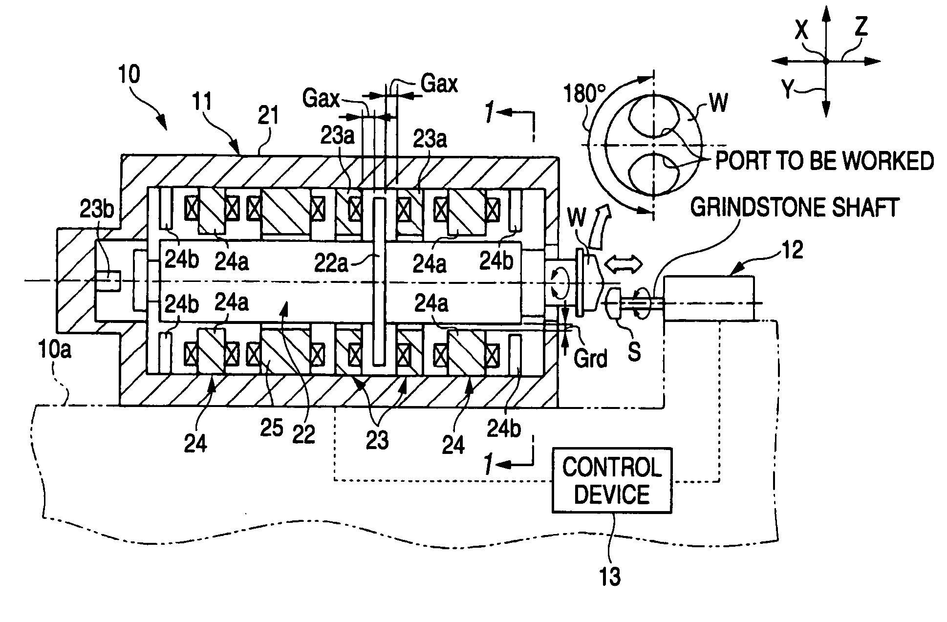 Magnetic bearing spindle device for machine tool