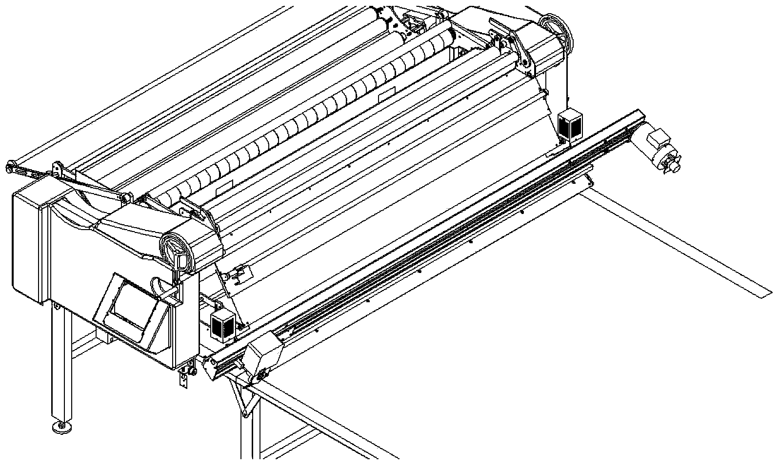 Slicer walking control device of cloth paving machine