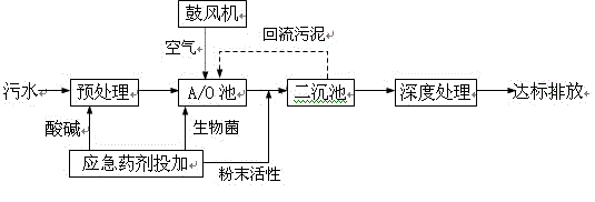 Emergency control method for sewage treatment system for treating abnormal influent/effluent quality