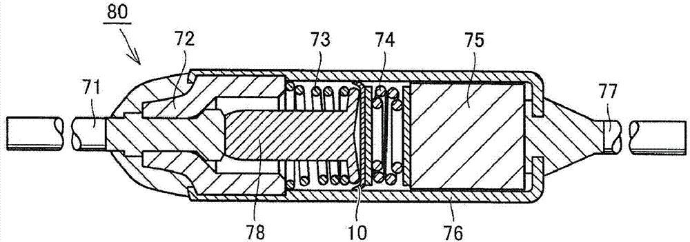 Temperature fuse and sliding electrode used in temperature fuse