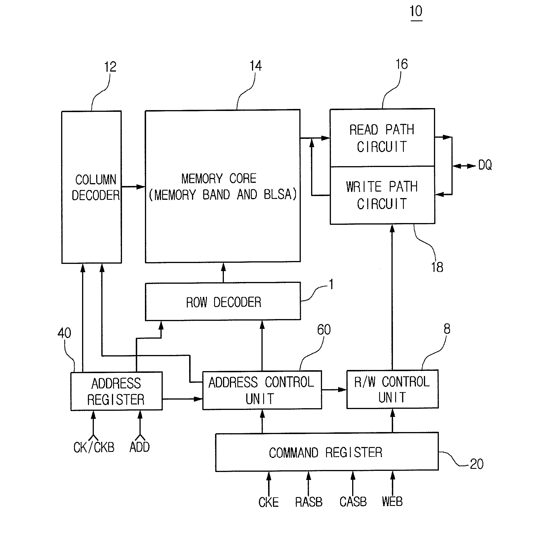 Control signal transmitting system of a semiconductor device