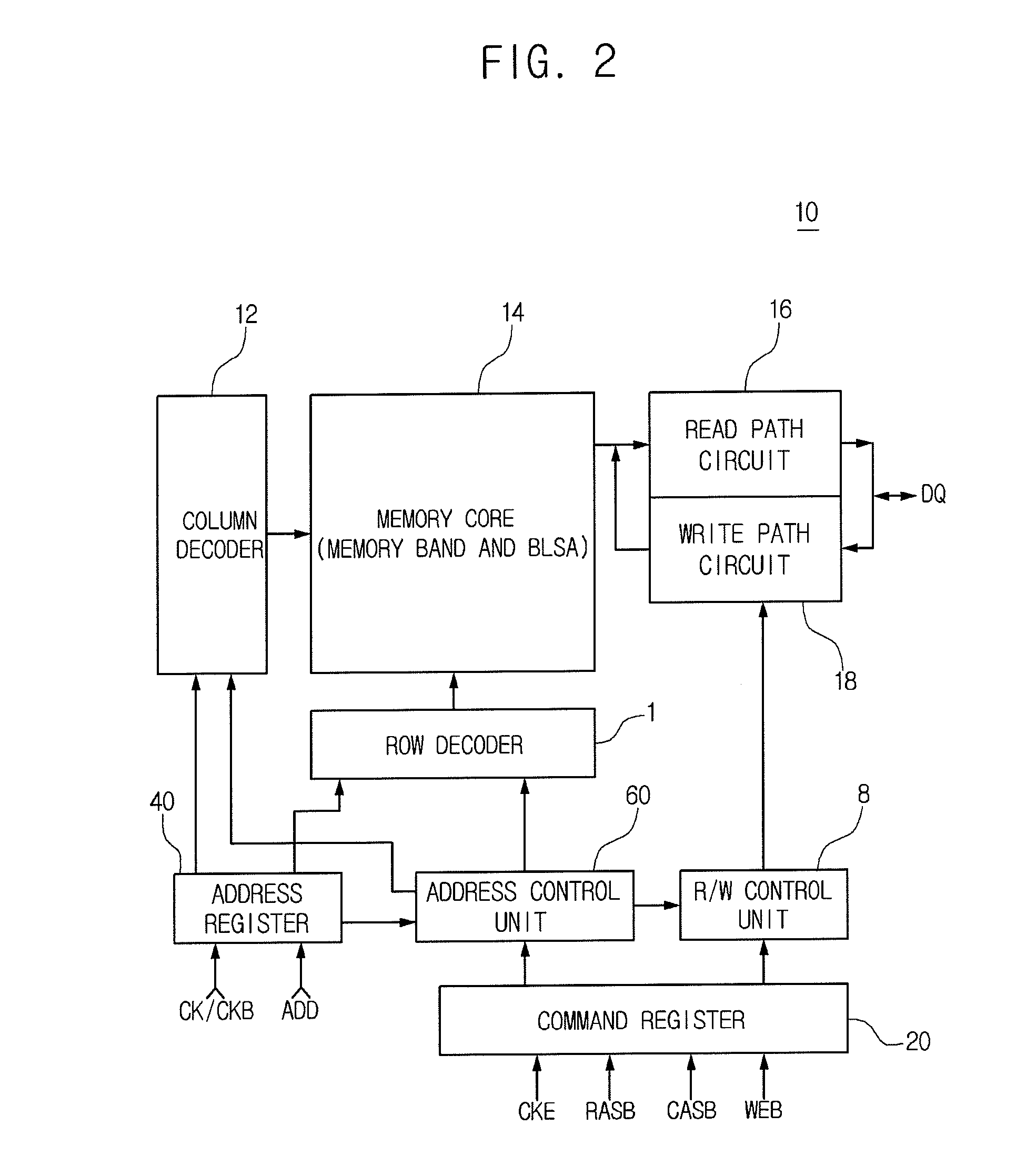 Control signal transmitting system of a semiconductor device