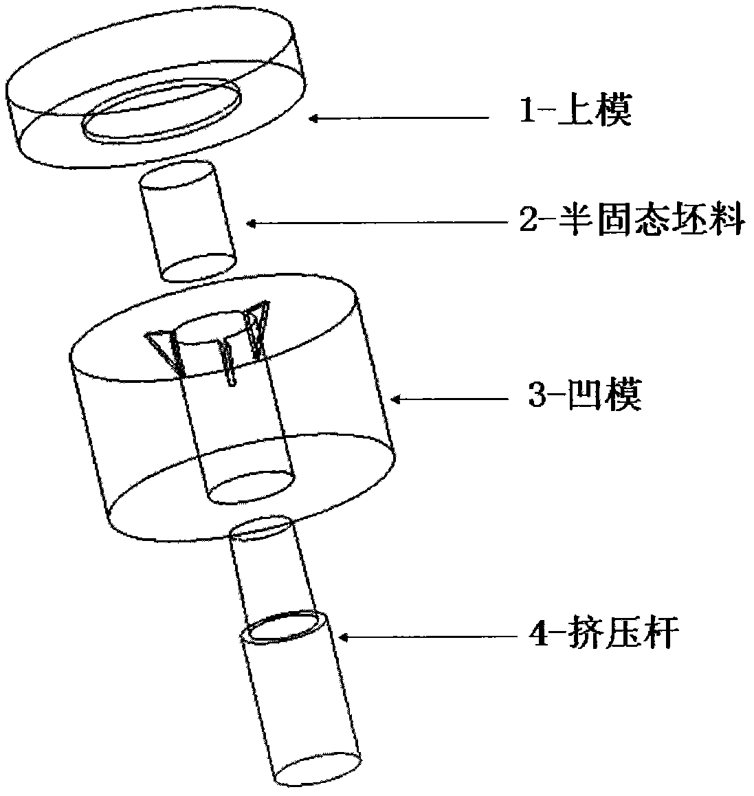 Semisolid rheological forming technique method for forming high-performance three-dimensional variable section high-temperature structural parts