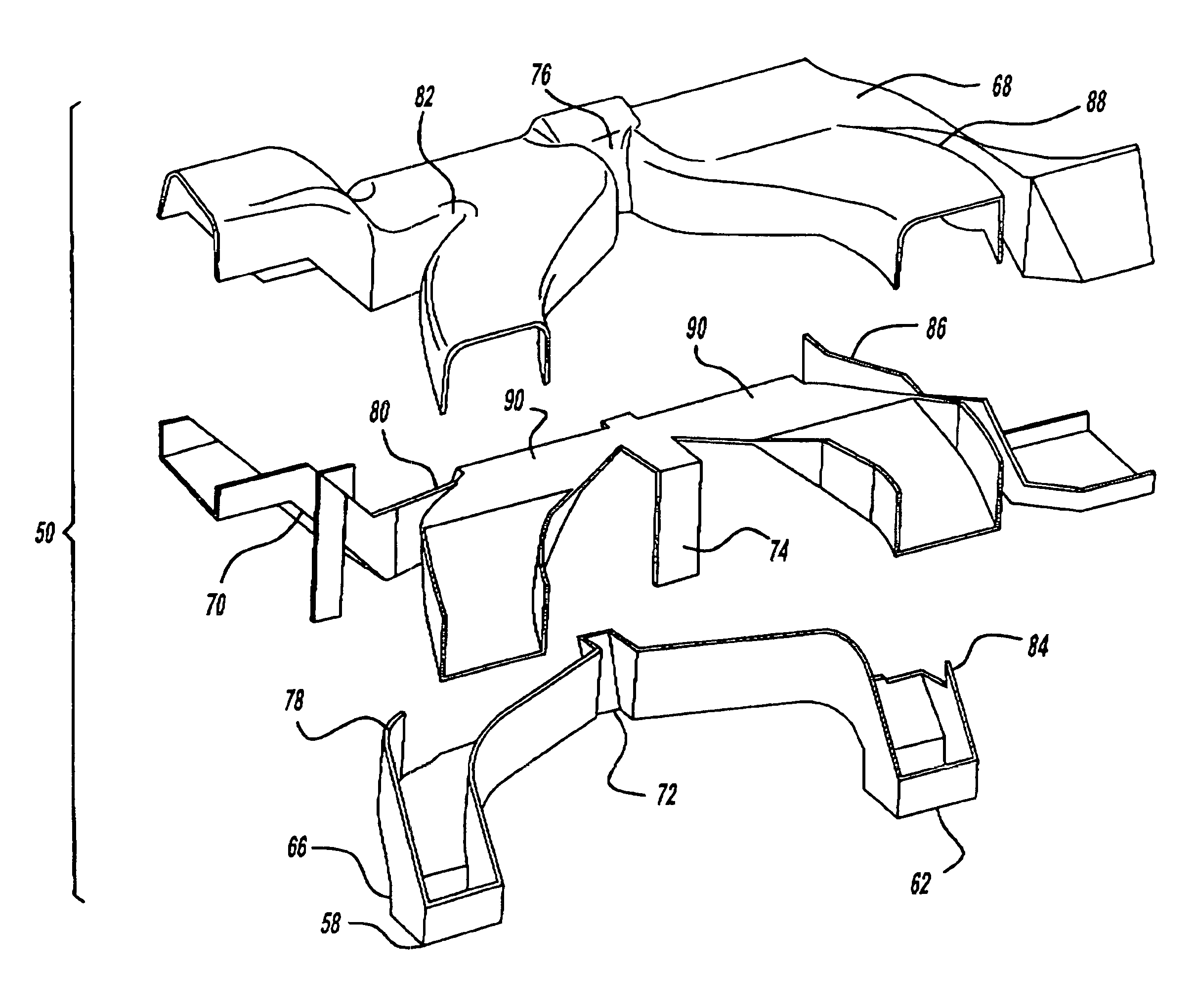 Climate control duct architecture for a vehicle