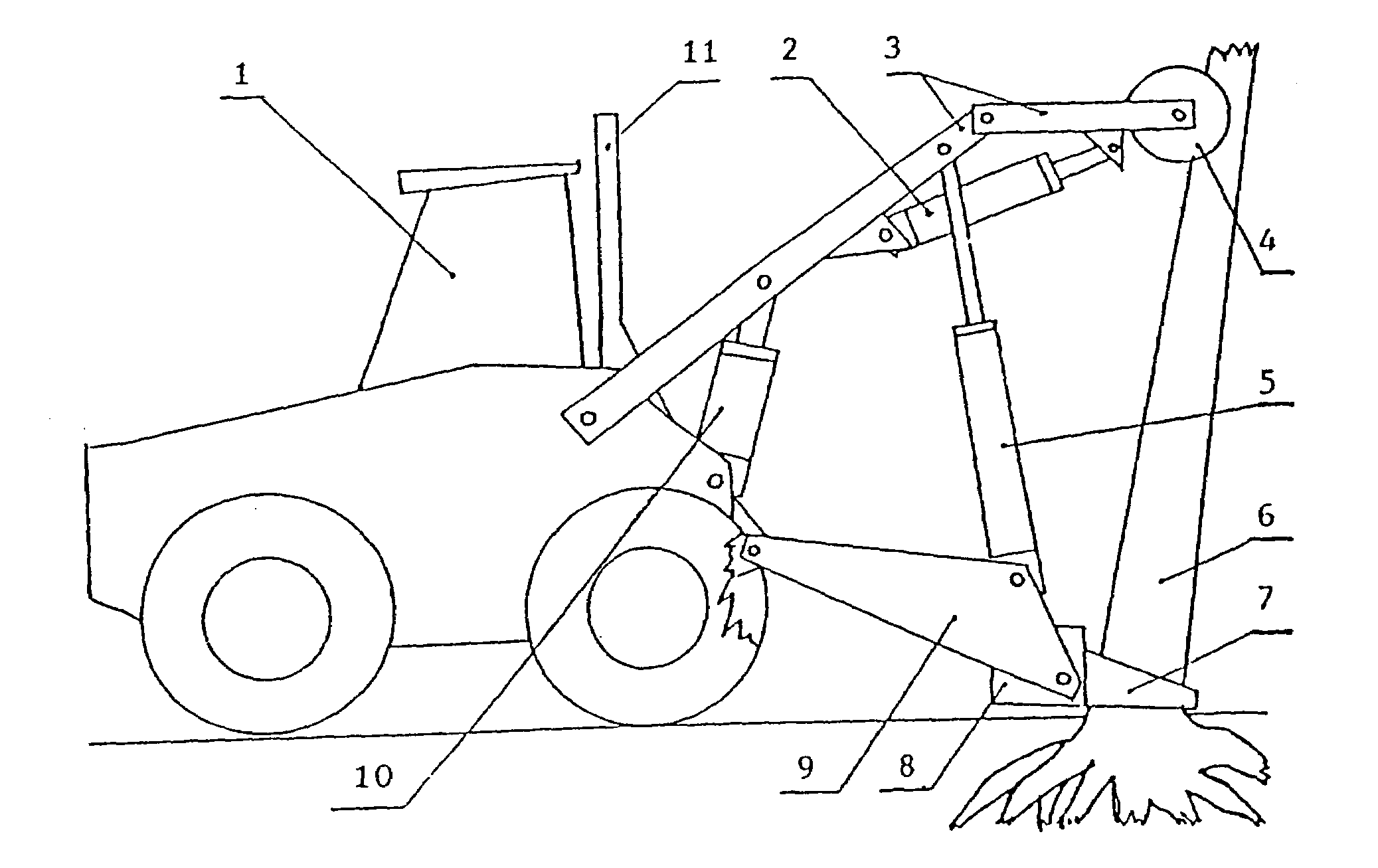 Process and apparatus for uprooting trees