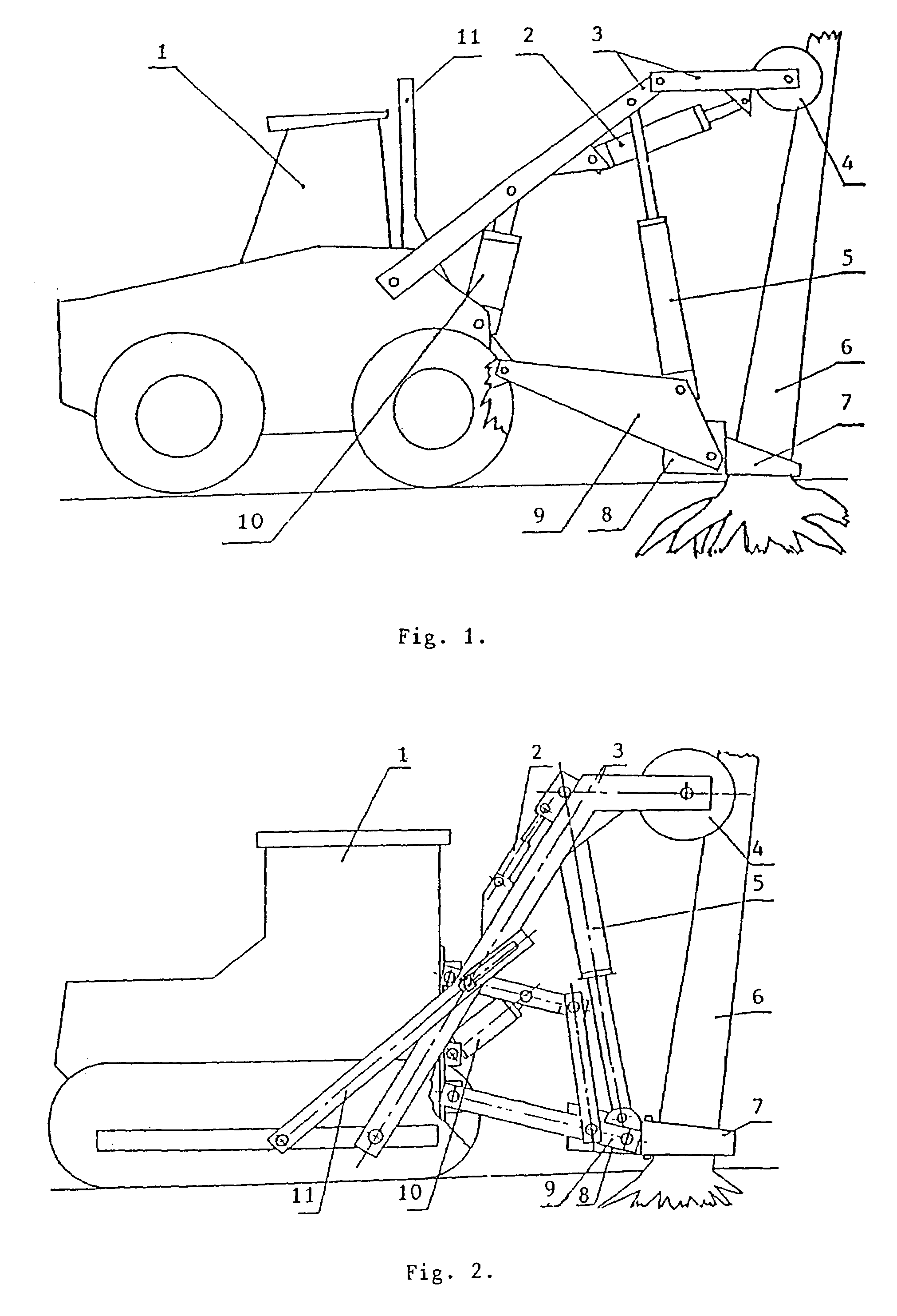 Process and apparatus for uprooting trees