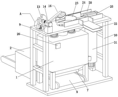 A secondary processing device for caking pig feed