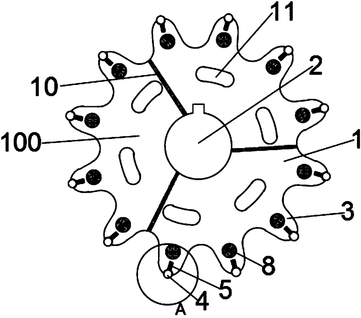 Large denoising gear convenient to splice and demount