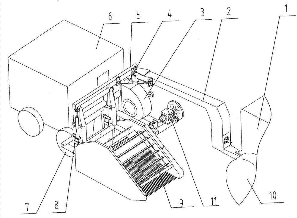 Deflecting tractive cotton harvester