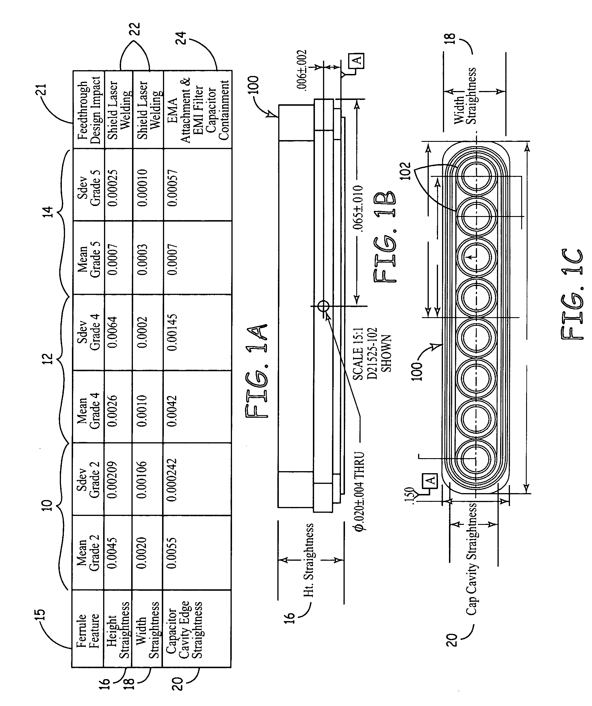 Multi-polar feedthrough array for analog communication with implantable medical device circuitry