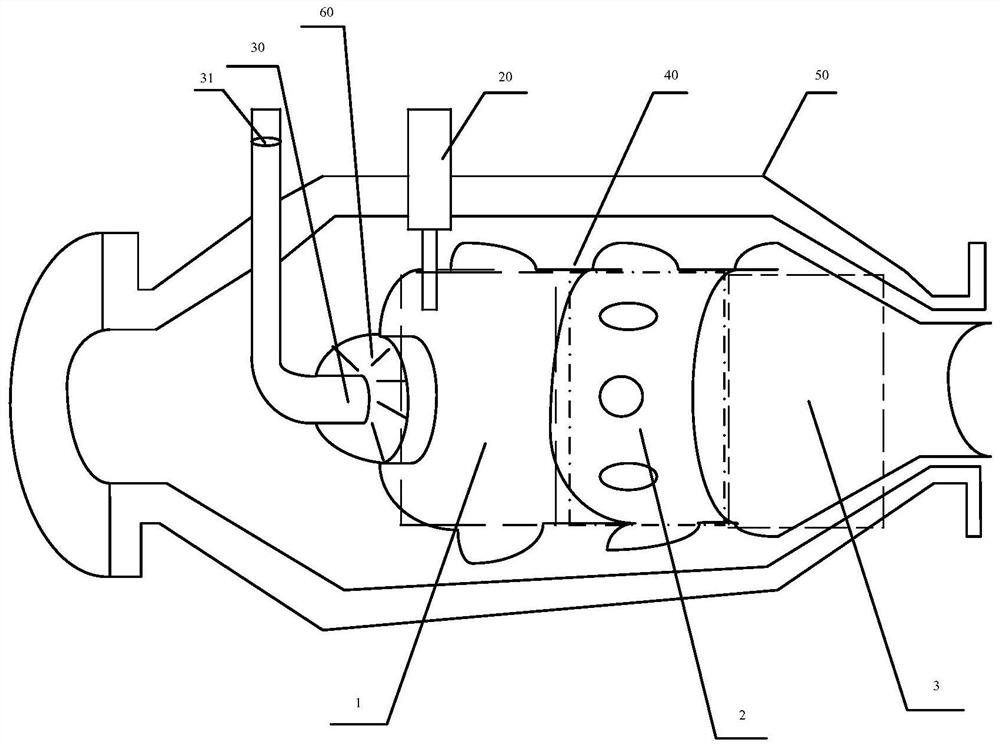 A device for improving the combustion efficiency of a combustion chamber of a gas turbine
