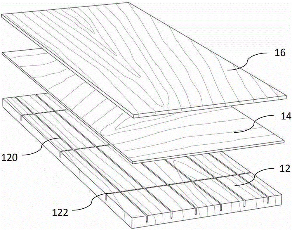 Composite board of rotary-veneer baseboard with grooves