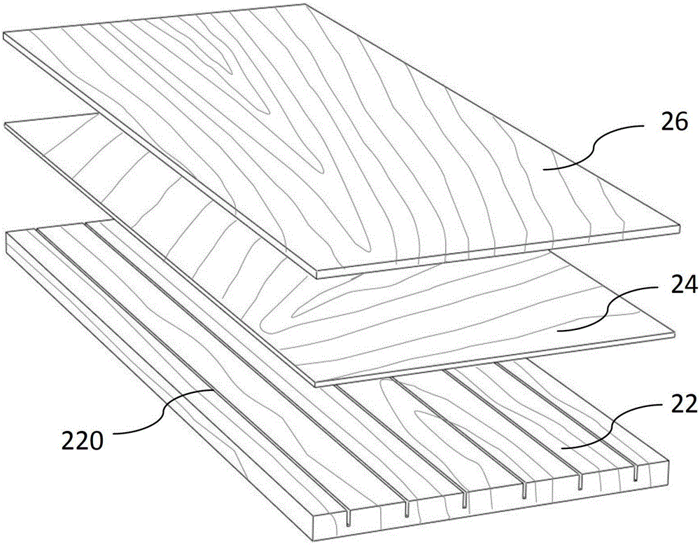 Composite board of rotary-veneer baseboard with grooves