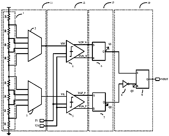 Hysteresis comparator with a programmable threshold value