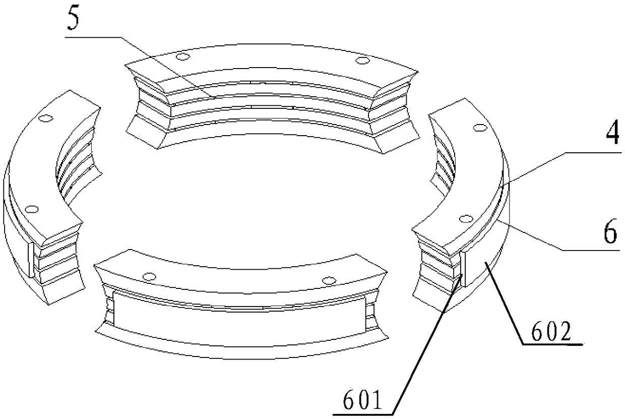 Interstage connecting structure with high damping and impact-resistant function