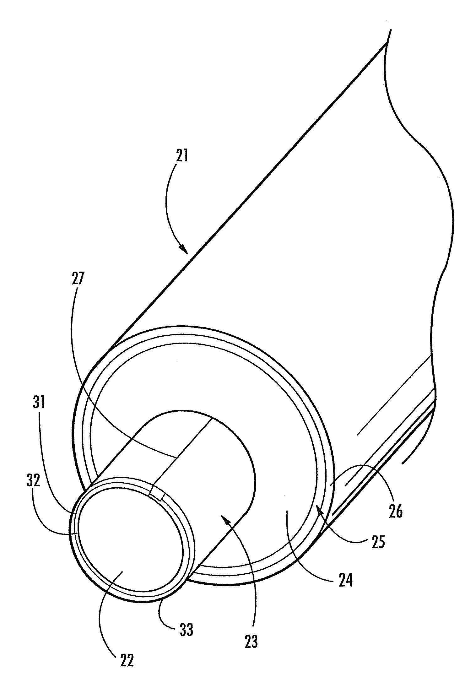Method of making a coaxial cable including tubular bimetallic inner layer with folded over edge portions
