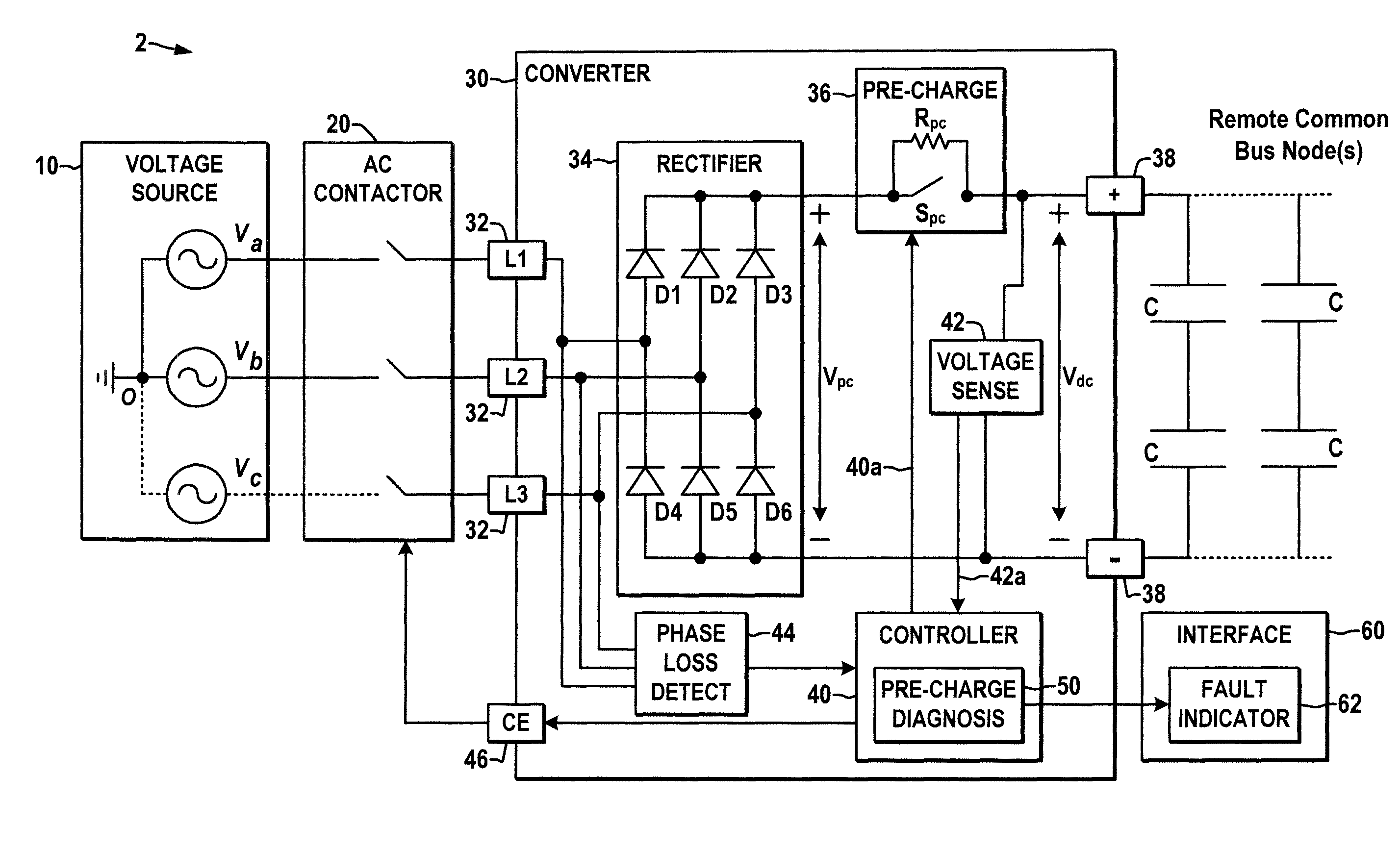 Method and apparatus for pre-charging power converters and diagnosing pre-charge faults