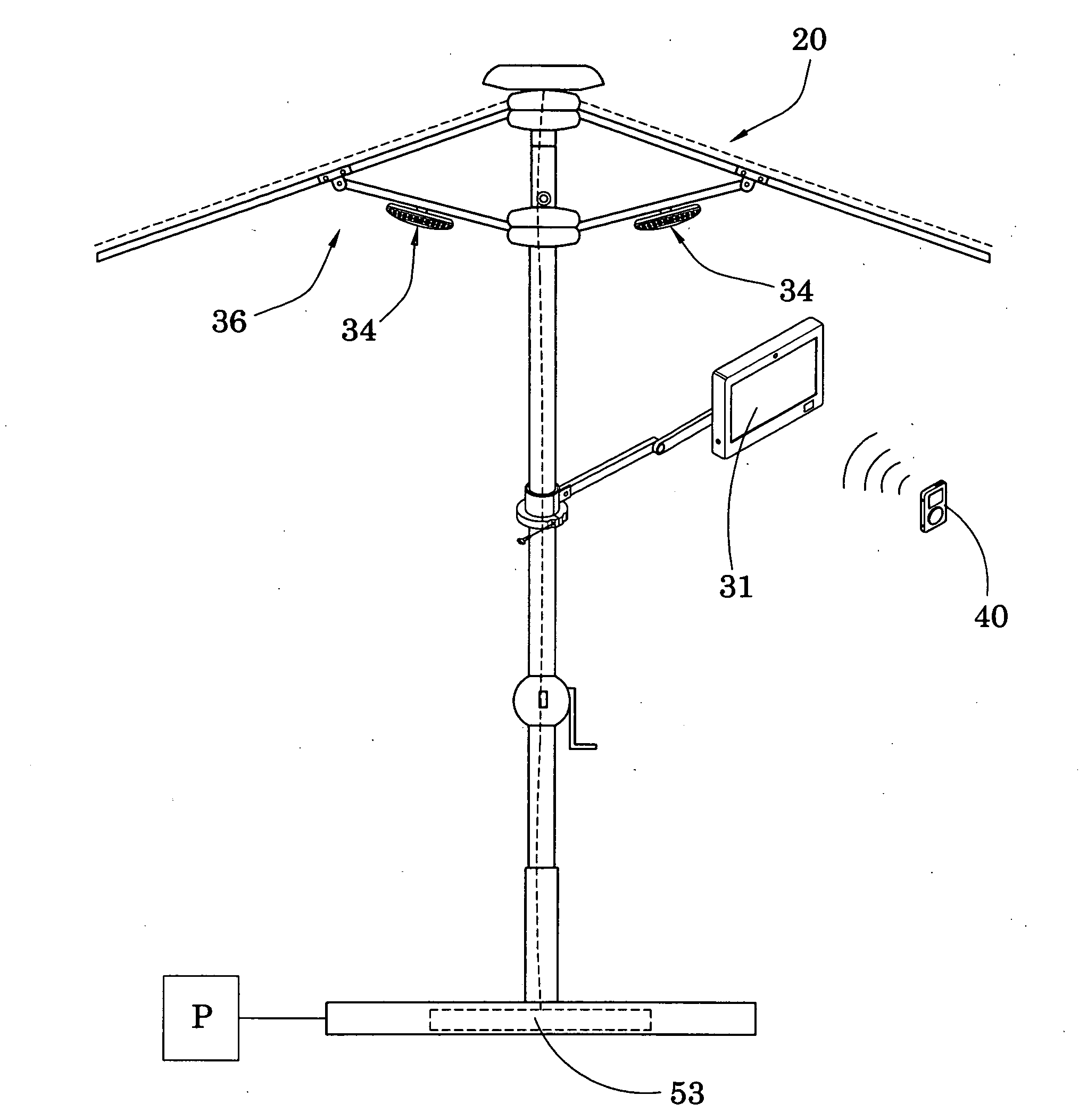 Outdoor AV display Arrangement for outdoor shading device