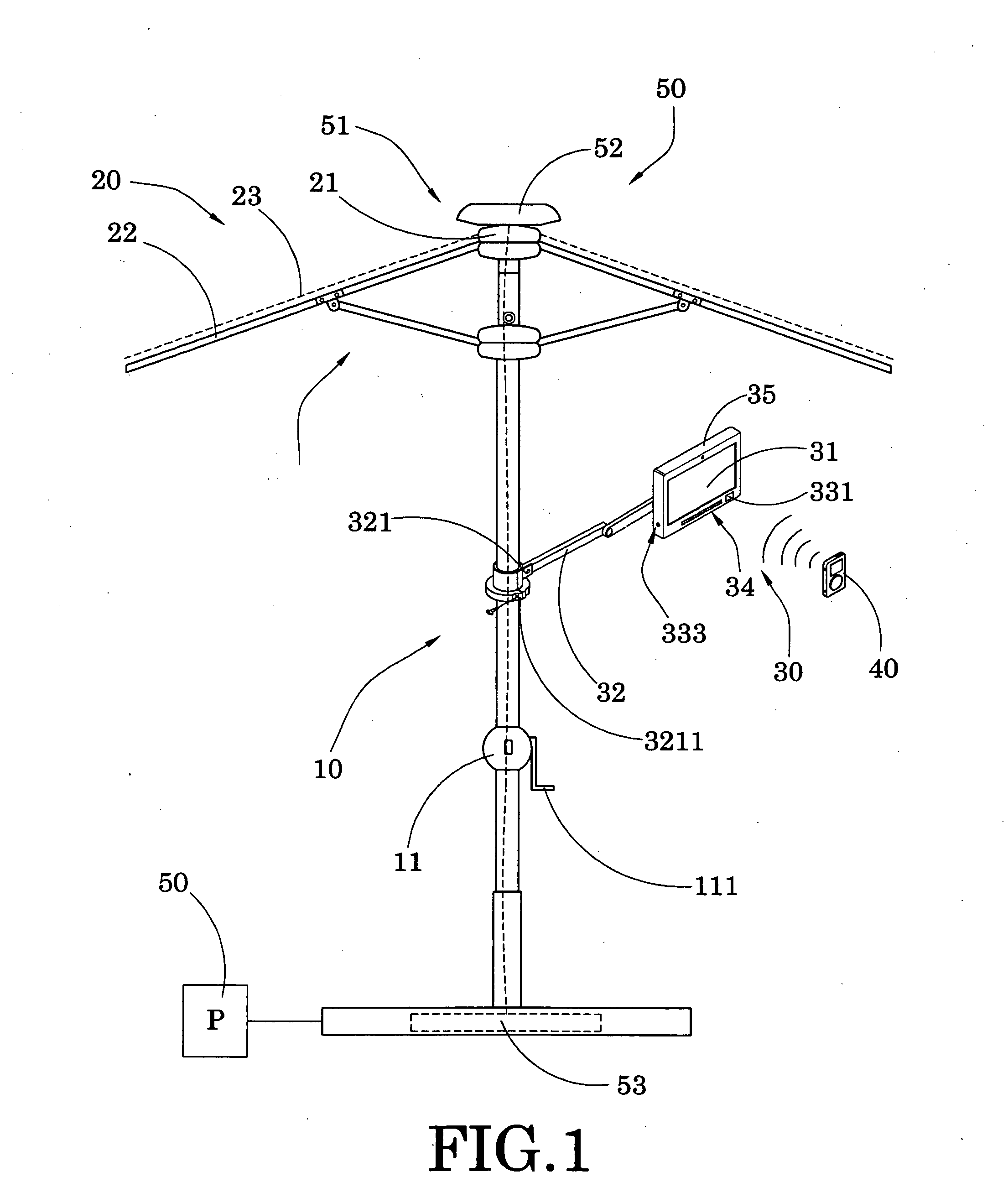 Outdoor AV display Arrangement for outdoor shading device