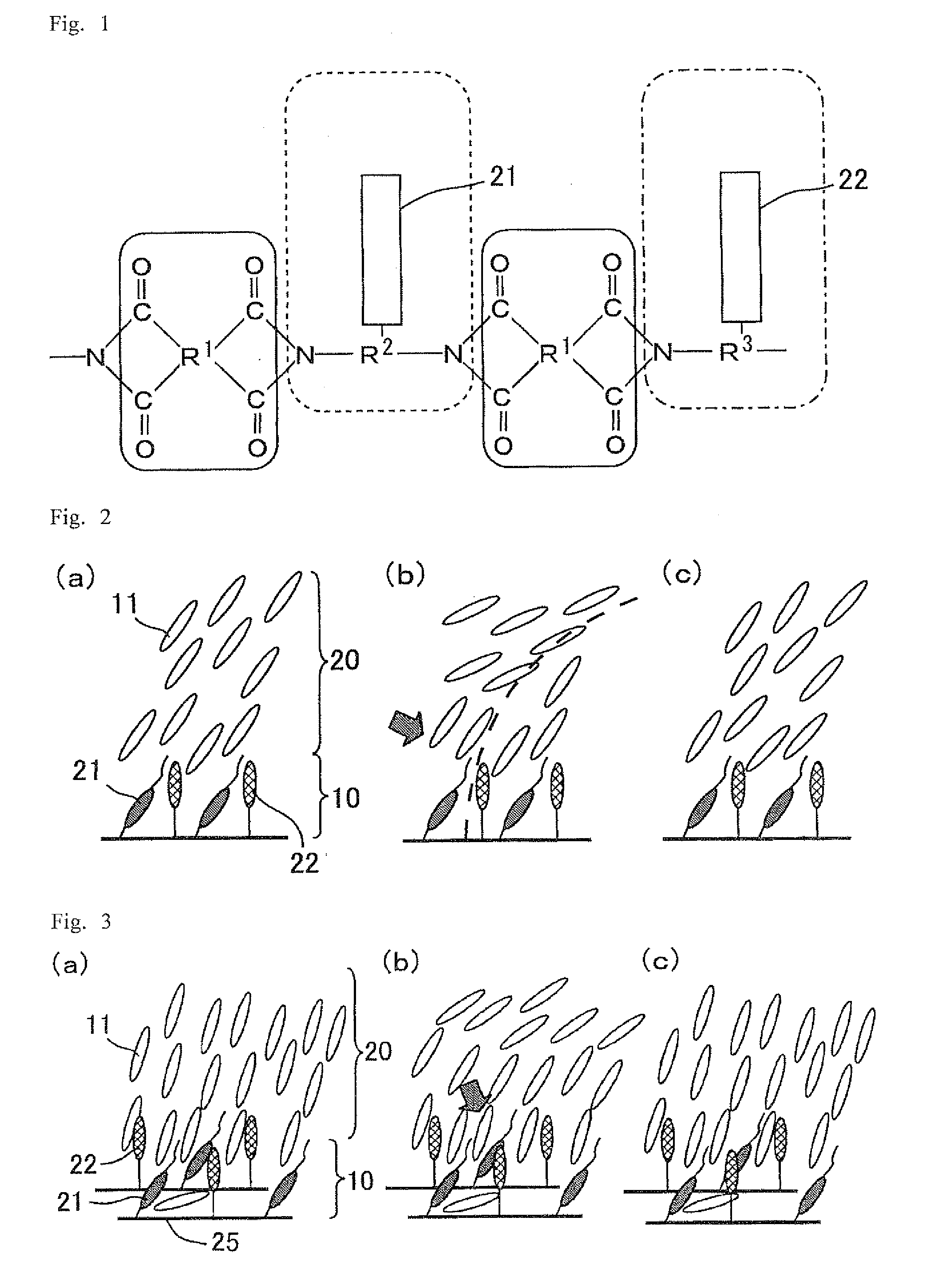 Liquid crystal display device and polymer for aligning film material