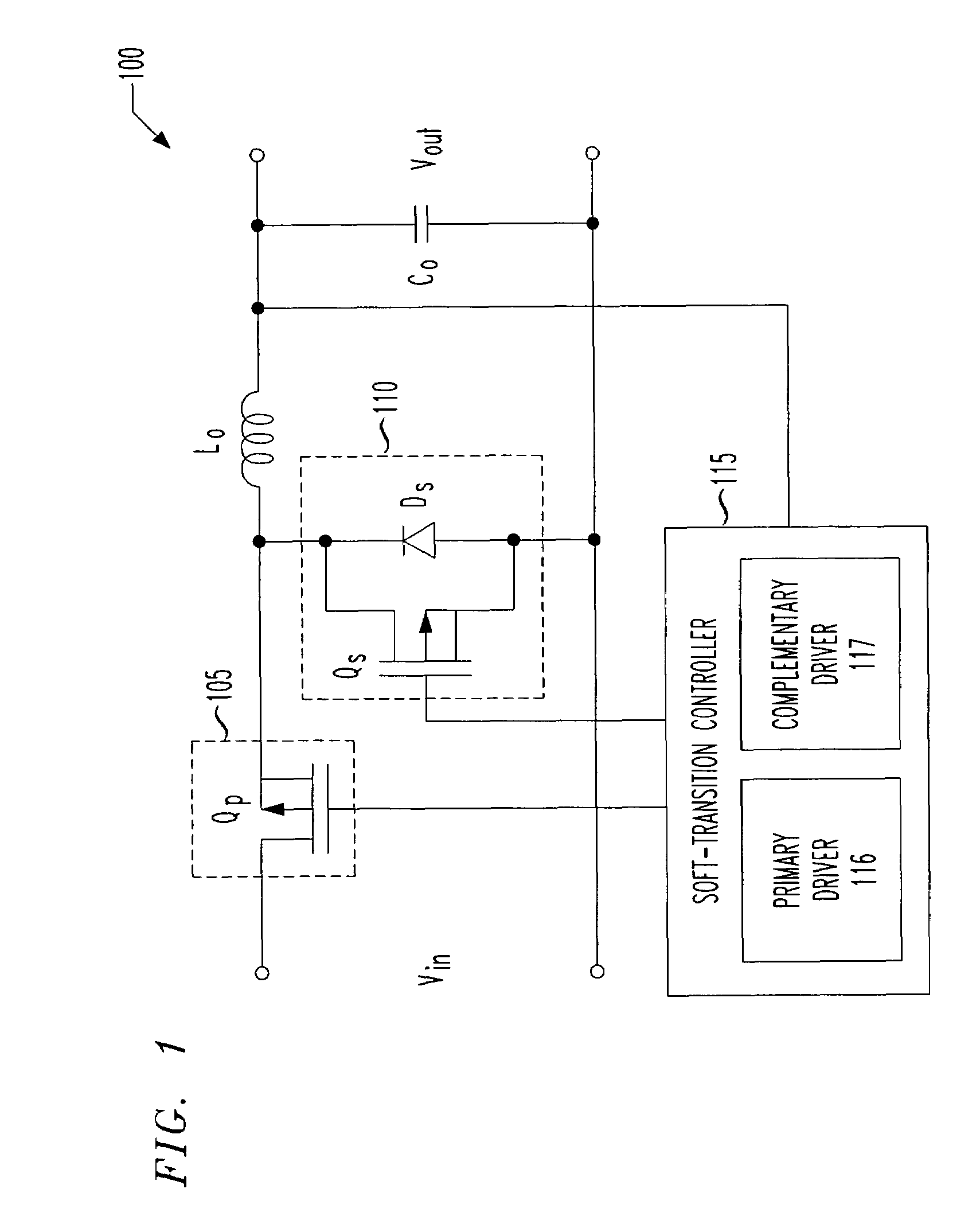 Soft-transition controller of a synchronous converter