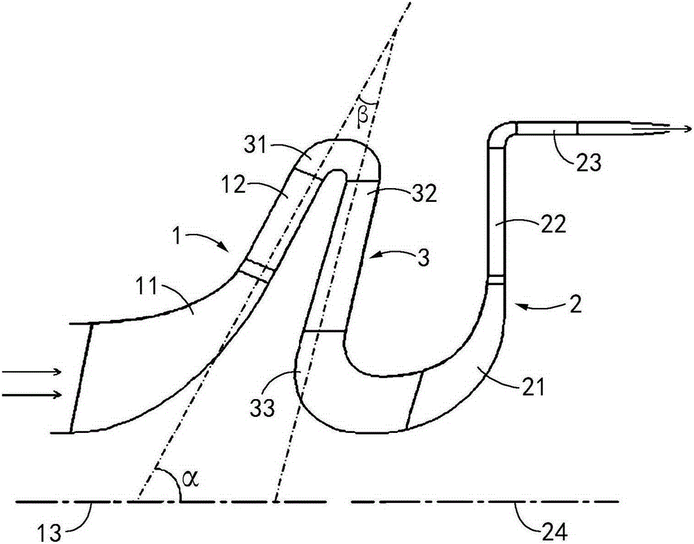 Oblique flow and centrifugal combined compressor