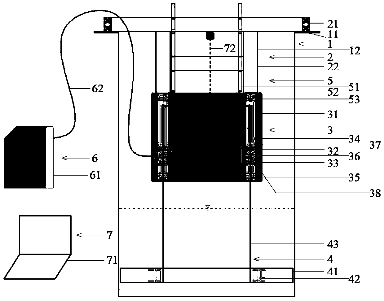 Micro-structural damping cylinder vortex-induced vibration experimental device and simulation method