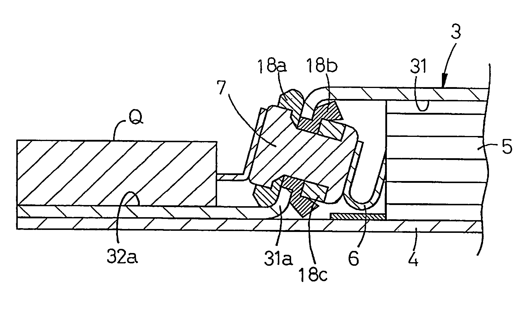 Battery comprising a flange formed at a peripheral edge and a protection circuit attached to the flange