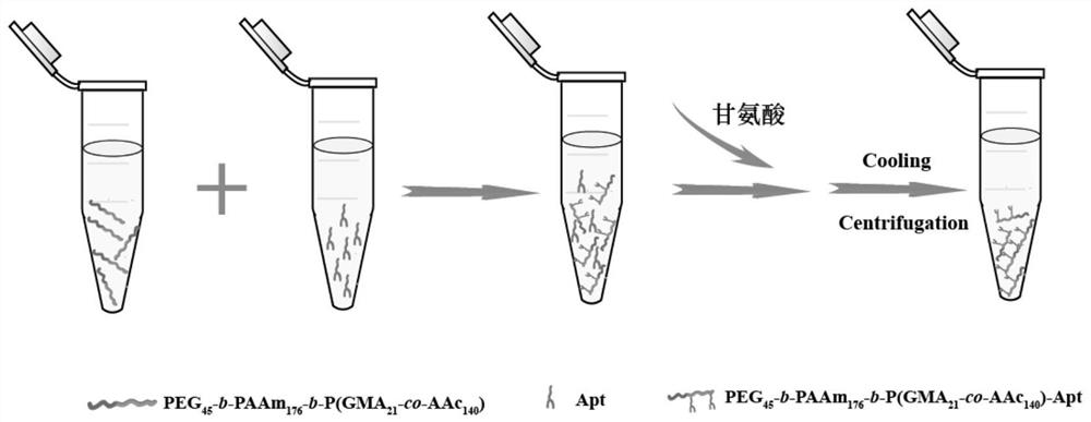 Aptamer functionalized UCST type temperature-sensitive block polymer and application thereof in synchronous separation and purification and immobilization of cytochrome C