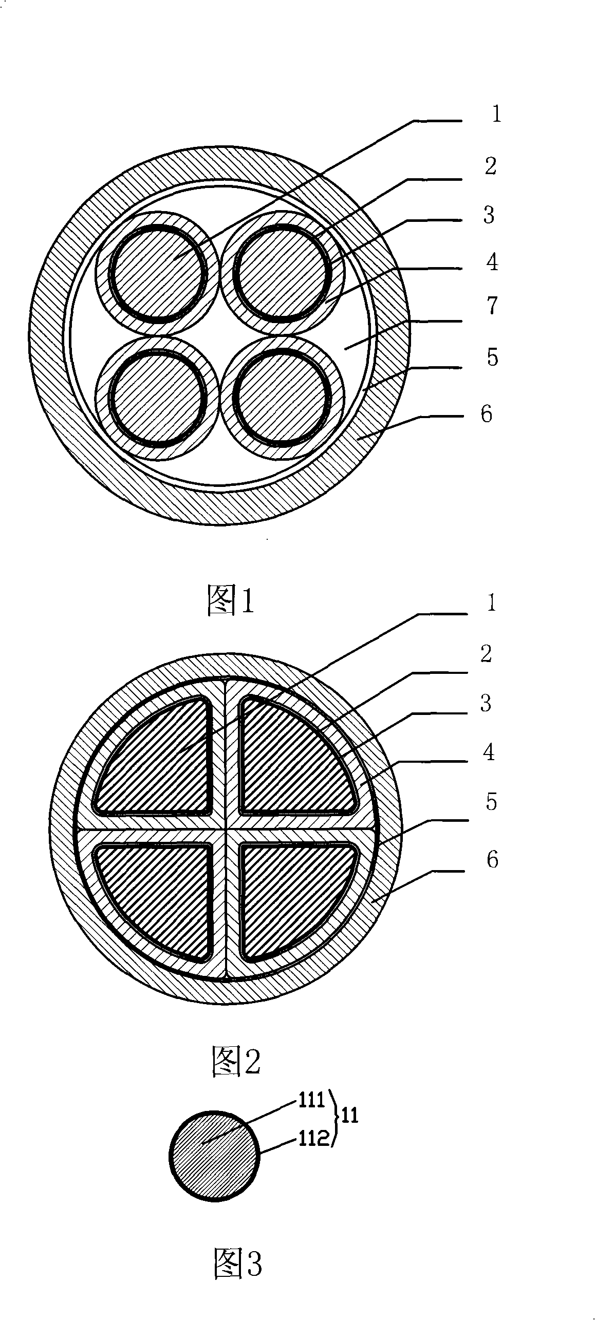 Copper coated aluminum four-core flame-retardant refractory flexible electric cable and manufacturing method thereof