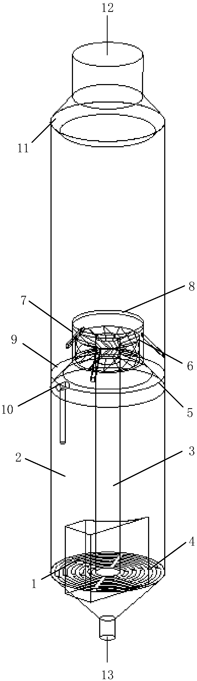 Efficient revolving furnace gas rotational flow dewatering device and dewatering method thereof