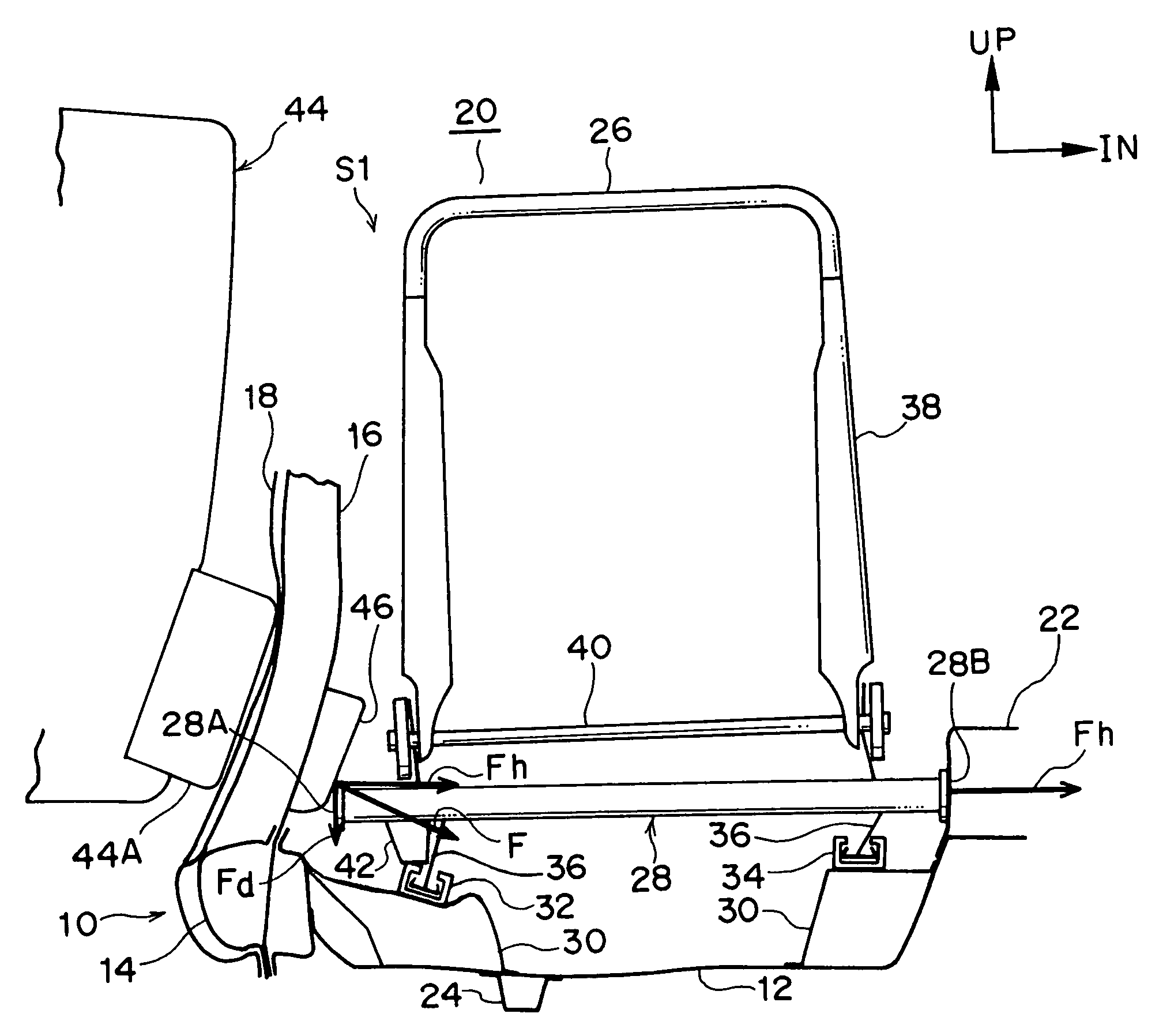 Side impact load transmitting structure