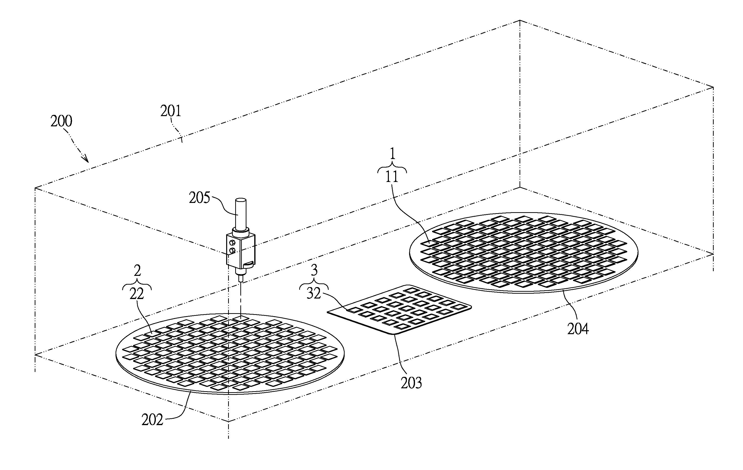 Production apparatus for manufacturing sensor package structure