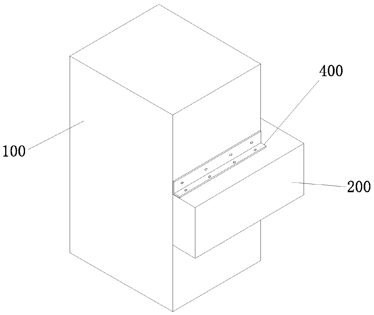 Bare concrete prefabricated block and ganged brick composite outer wall and assembling and building method thereof