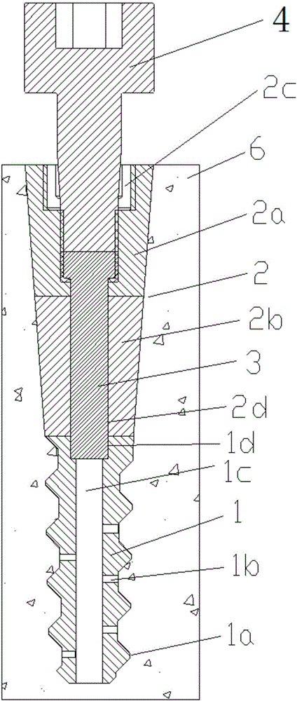 Sectional type concrete screw rod capable of being taken out and using method thereof