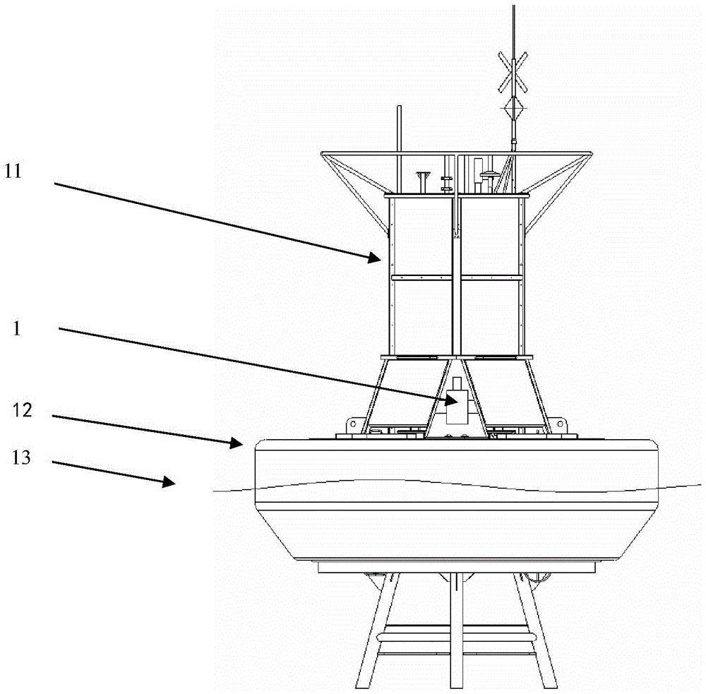 Long-term on-line sea water quality monitoring device and method based on small buoy