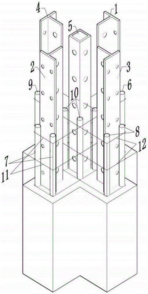 Production method of steel-section-concrete +-shaped section column