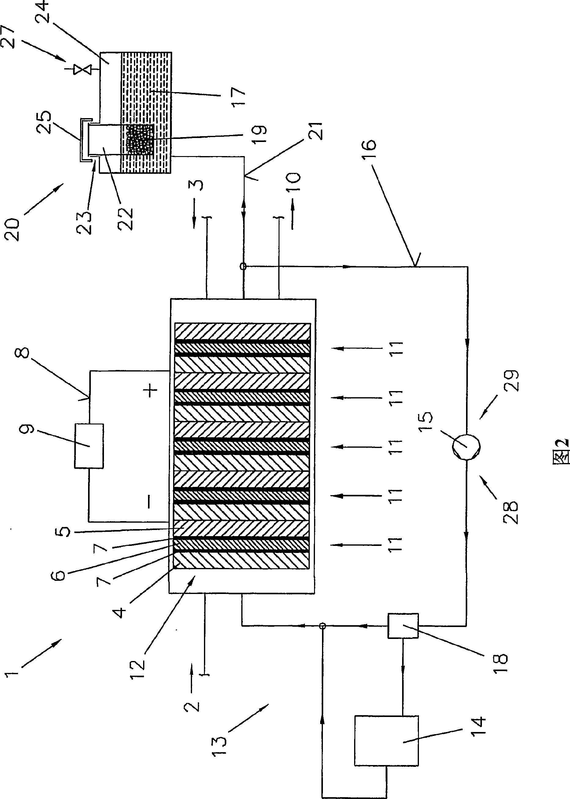 Cooling system for a fuel cell