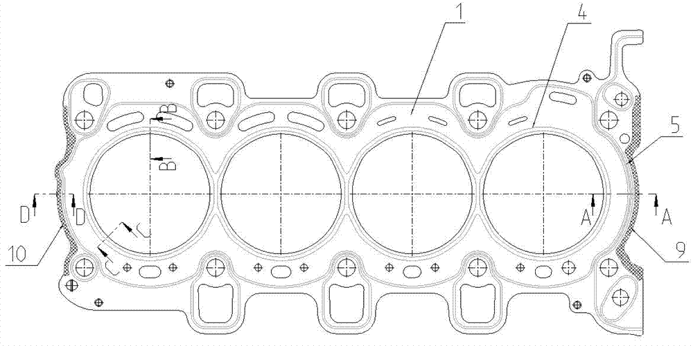 Three-layer cylinder gasket for engine