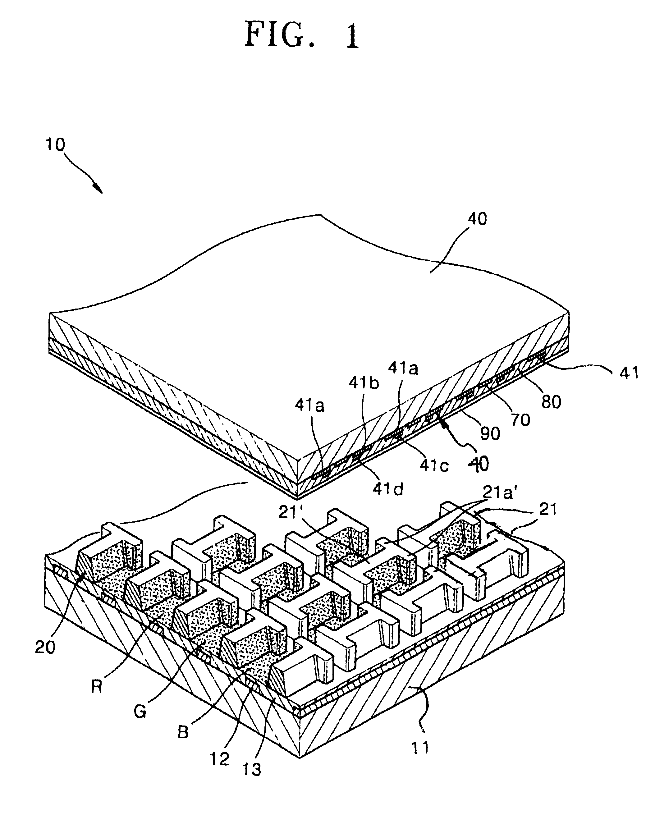 Base panel having partition and plasma display device utilizing the same