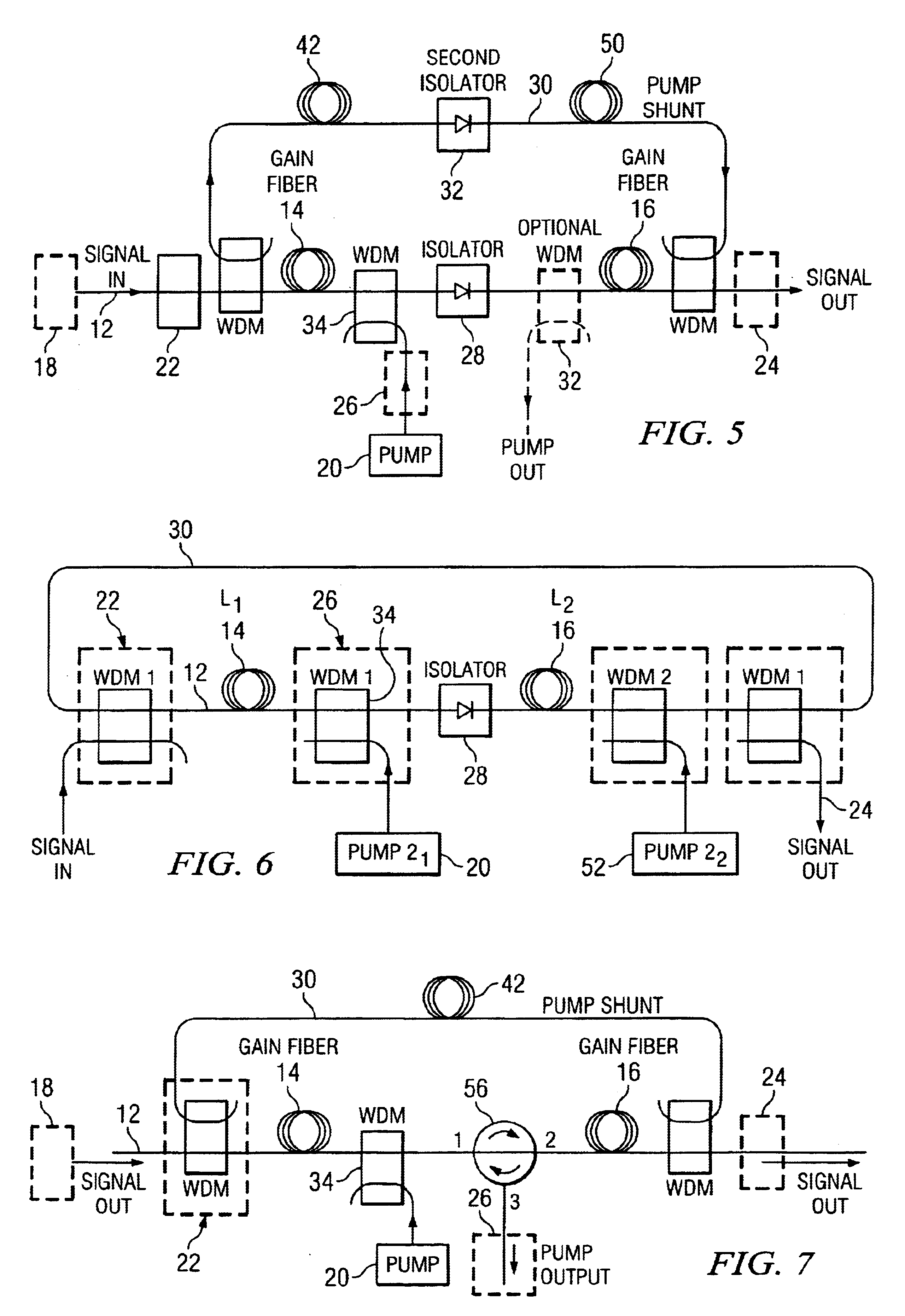 Multi-stage optical amplifier and broadband communication system