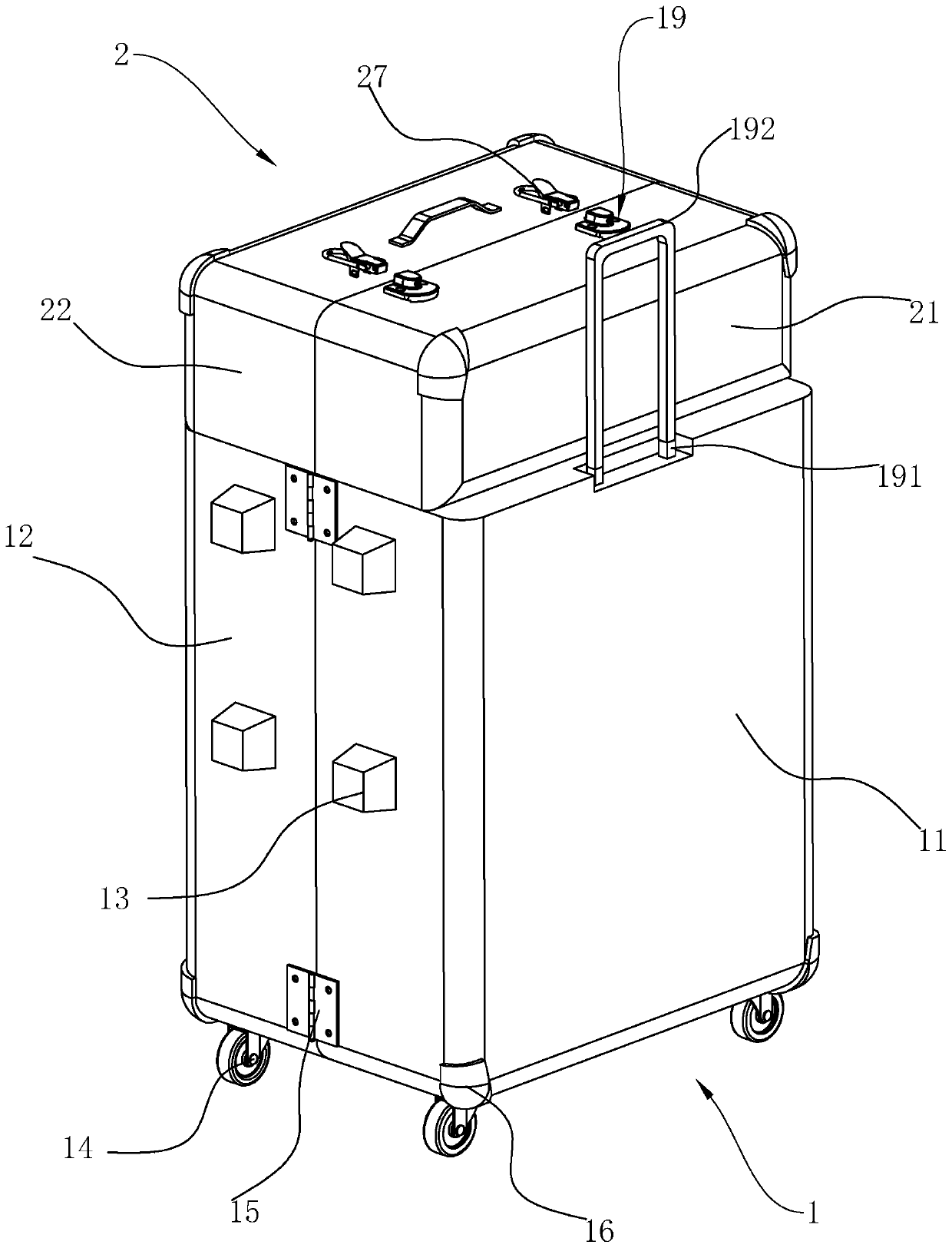 Luggage case capable of realizing temporary taking and placing of articles and production process thereof