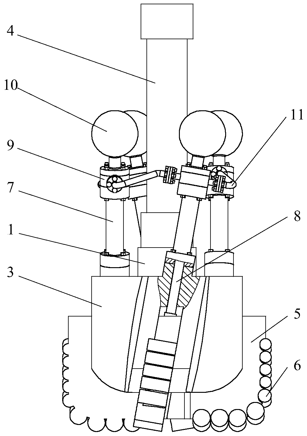 Bionic adaptive pressure equalization active vibration reduction pdc drill bit