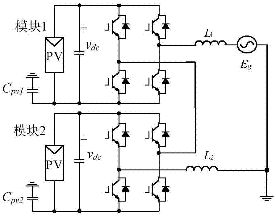 Modulation method for suppressing leakage current of two-H-bridge cascaded inverter