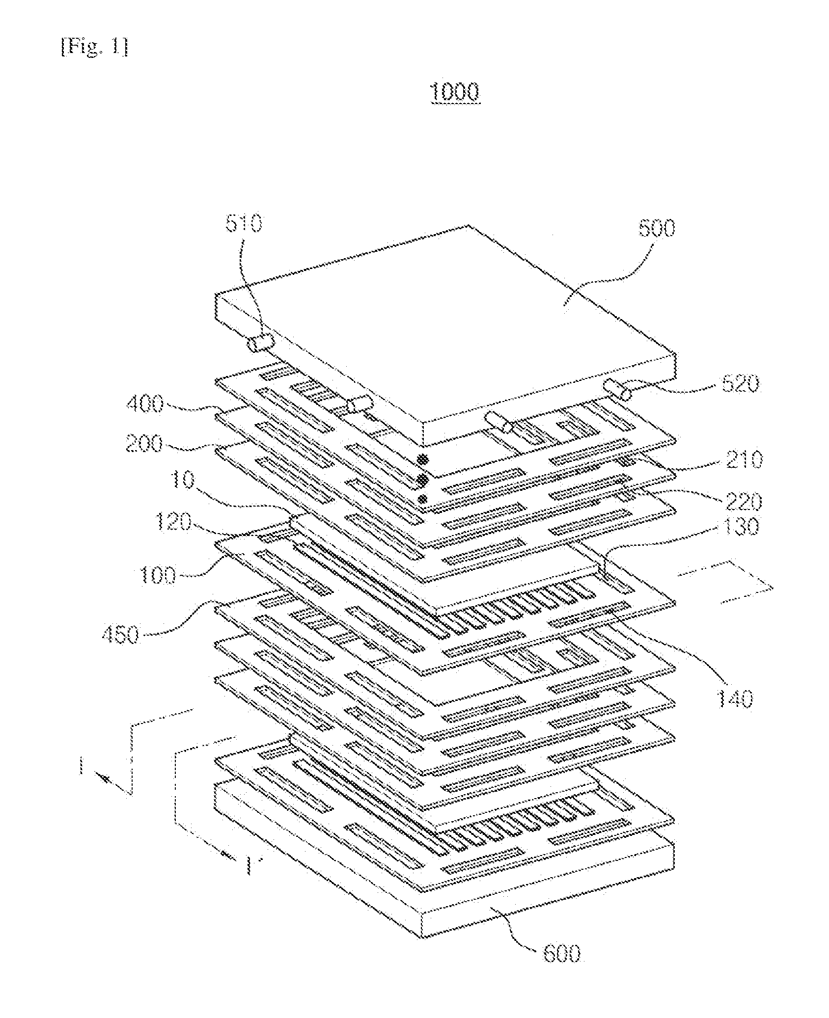 Stacked structure fur fuel cell