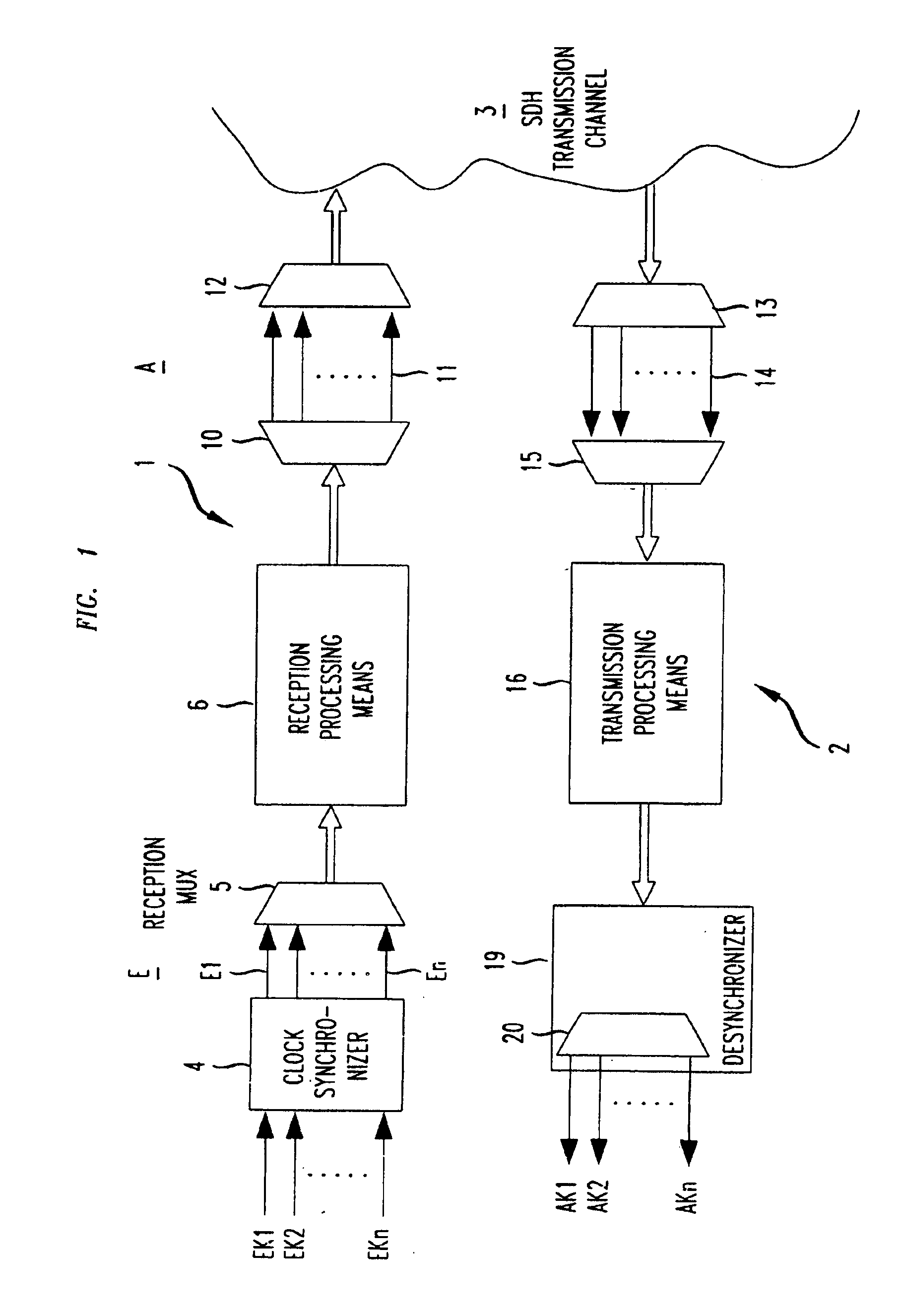 Circuit for transmitting plesiochronous signals in a SDH system